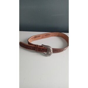Justin Floral Dress Top Grain Leather Belt ‎ Size 32 Made in USA